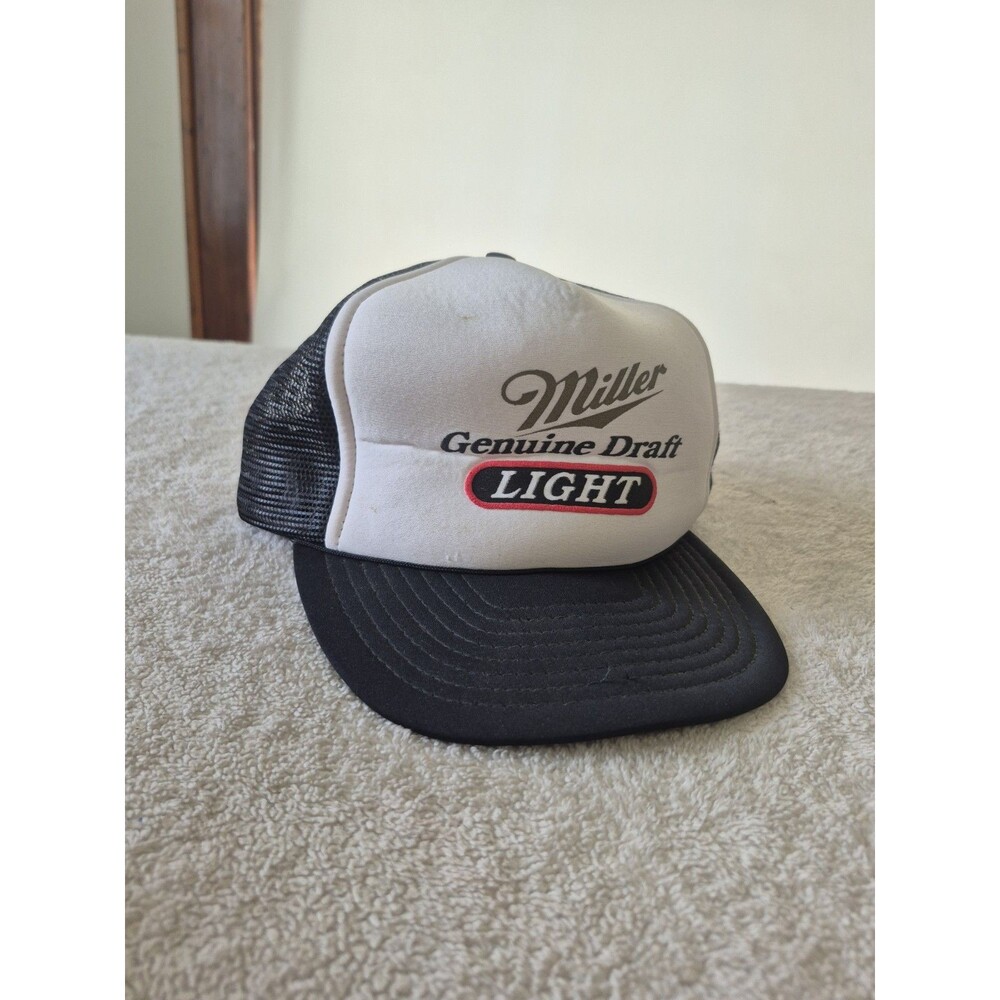 Vintage Miller Genuine Draft Light Beer Trucker Hat Snapback San Sun Taiwan